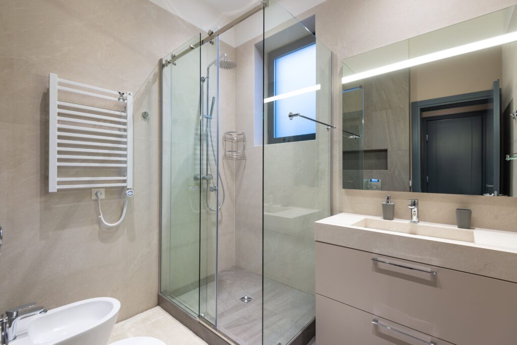 Bathroom tainted architectural glass
